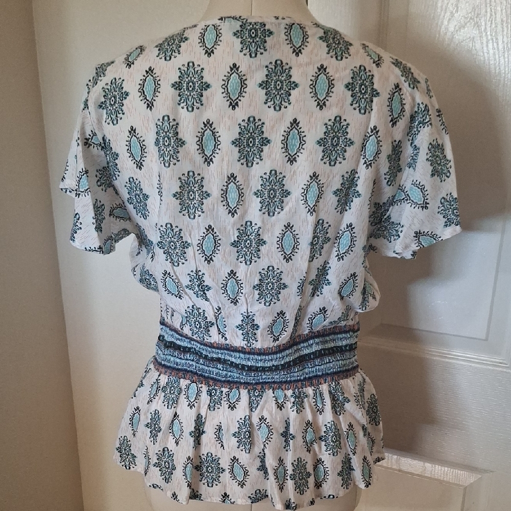 American Rag Peplum Crochet Trim Top Sz M - Picture 4 of 7